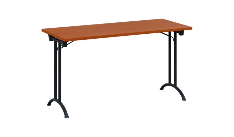 SLA 140 lak skládací jednací stůl 1394x600, deska 25 mm, podnož černý lak, deska třešeň šumavská